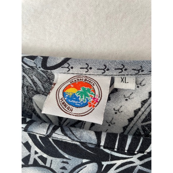 Makai Beach Hawaii Sharkbite Dress Womens XL Black White Tropical Rayon V-Neck - Picture 7 of 8